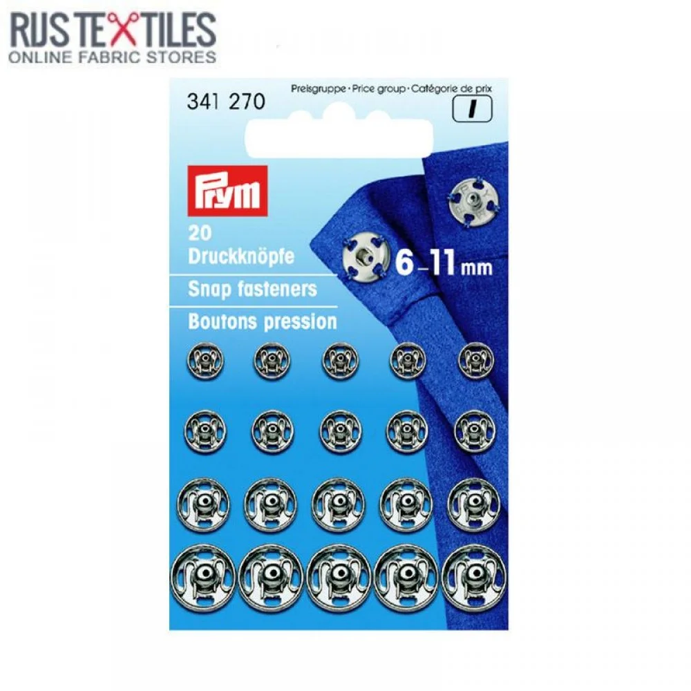 Druckknöpfe Zum Annähen 6-11 mm Silber Prym Druckknöpfe Zum Annähen 6-11 mm Silber Prym 341270 - (Kurzwaren Zubehör)