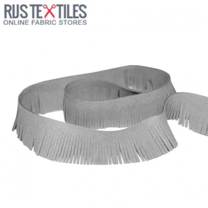 Fringe Trim Suede Szary 3cm | Rijs Textiles