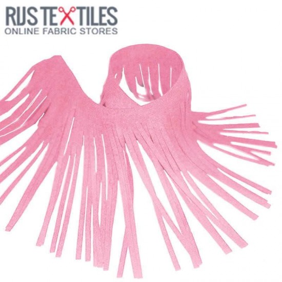 Fringe Trim Suede Pink 12cm Fringe Trim Suede Pink 12cm