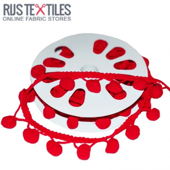Pom Pom Trim 15mm Red Pom Pom Trim 15mm Red