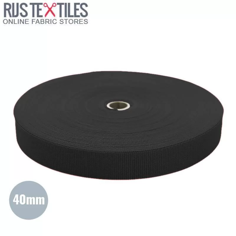 Tassenband Zwart 40mm (Per Meter)