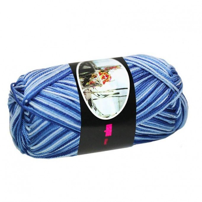 Cotton Yarn ISPE Bicolored Cobalt Aqua - (Cotton Knitting Yarns)