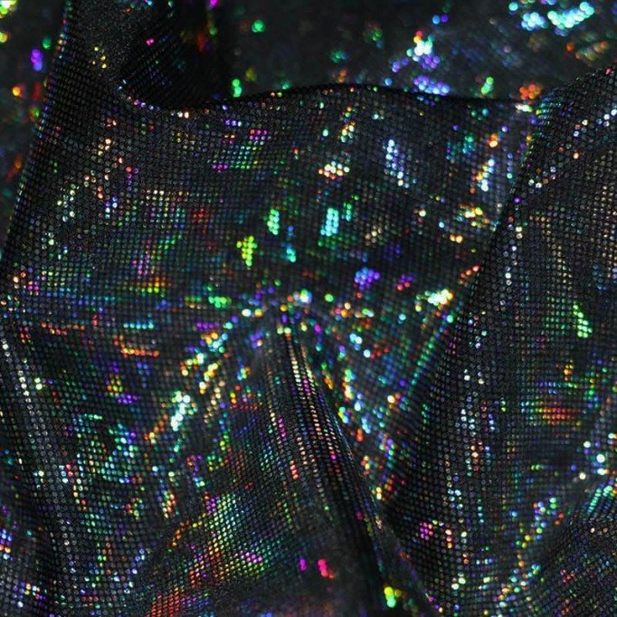 Tissu Hologramme Feuille Noir - (Tissu Hologramme )