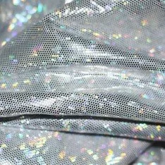 Tissu Hologramme Feuille Blanc / Argent