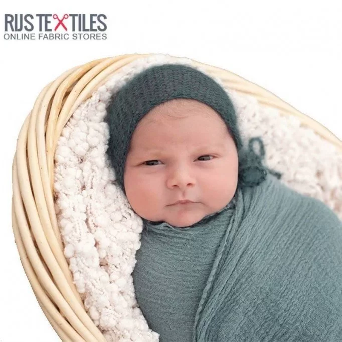 Baby Musselin Stof Gammel Grøn - (Baby Musselin Stof)