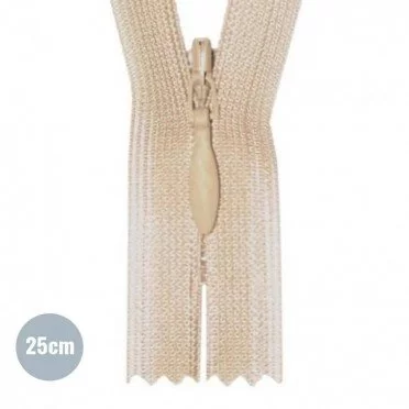Verdecktem Reißverschluss Beige YKK 25CM Nicht Teilbar - (Nicht Teilbar Verdecktem Reißverschluss YKK)