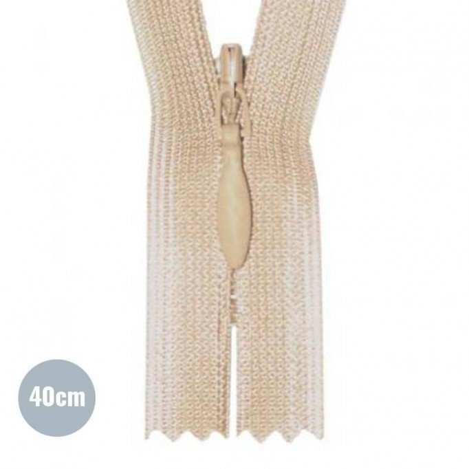 Blinde Rits Beige 40CM YKK Niet Deelbaar - (Niet Deelbare Blinde Ritsen YKK)