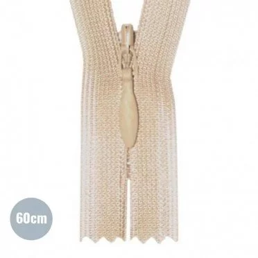 Verdecktem Reißverschluss Beige YKK 60CM Nicht Teilbar - (Nicht Teilbar Verdecktem Reißverschluss YKK)
