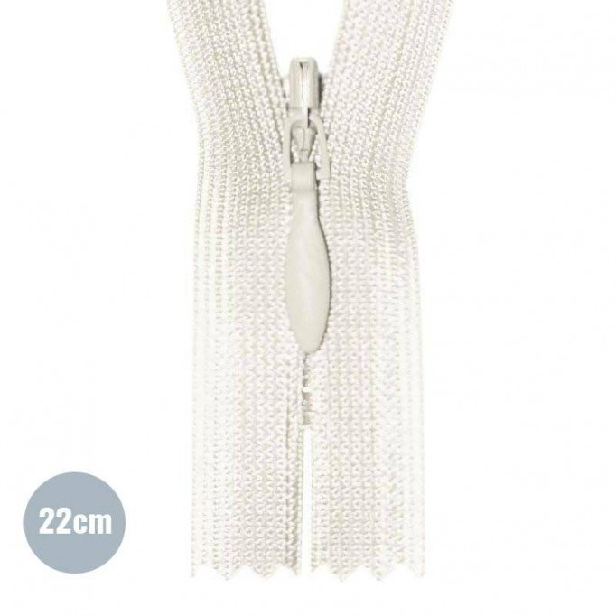 Blinde Rits Ecru 22CM YKK Niet Deelbaar - (Niet Deelbare Blinde Ritsen YKK)