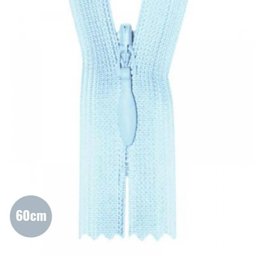 Cerniera Lampo Invisibile Blu Chiaro (542) YKK 60CM Non Separabile