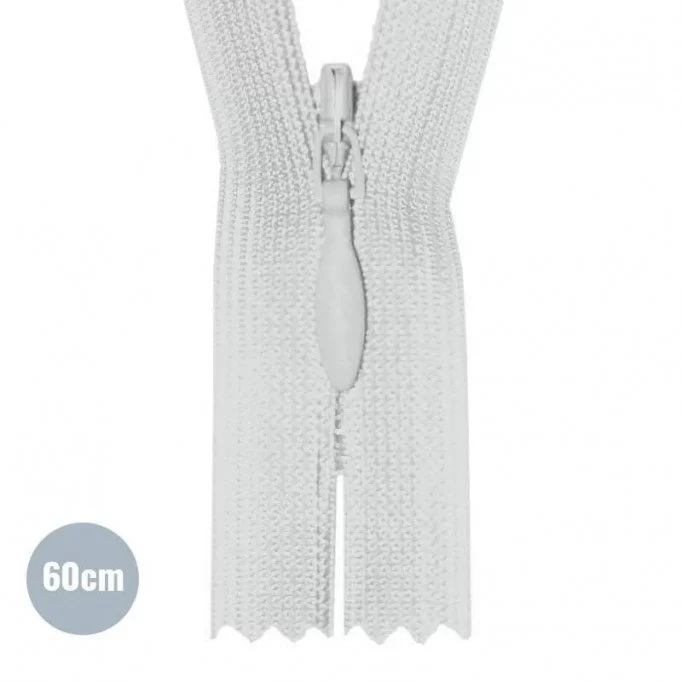 Blinde Rits Licht Grijs 60CM YKK Niet Deelbaar - (Niet Deelbare Blinde Ritsen YKK)