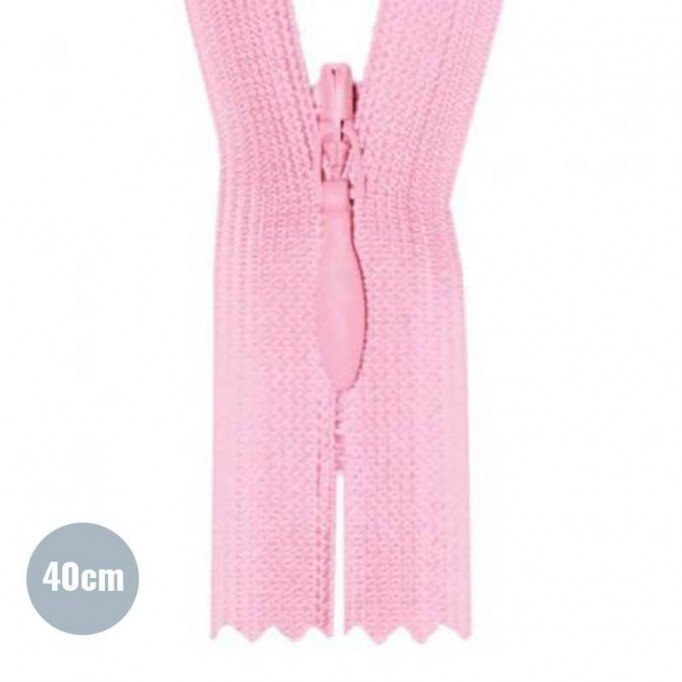 Usynlig Lynlås Pink YKK 40CM Ikke-Delelige - (Usynlig Lynlåse YKK Ikke Delbar)
