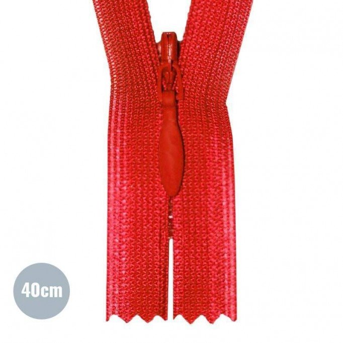 Cerniera Lampo Invisibile Rosso YKK 40CM Non Separabile - (Cerniera Lampo YKK Invisibile)