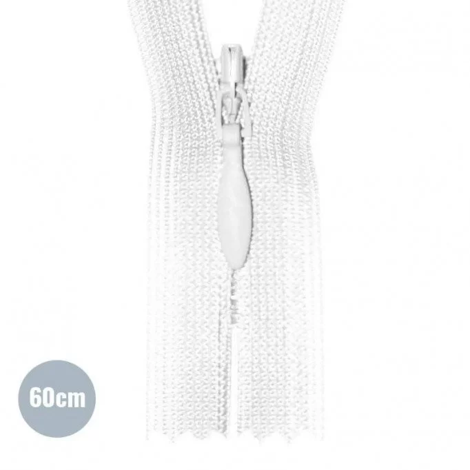 Invisible Zipper White YKK 60CM Not Divisible - (Invisible Zippers YKK)