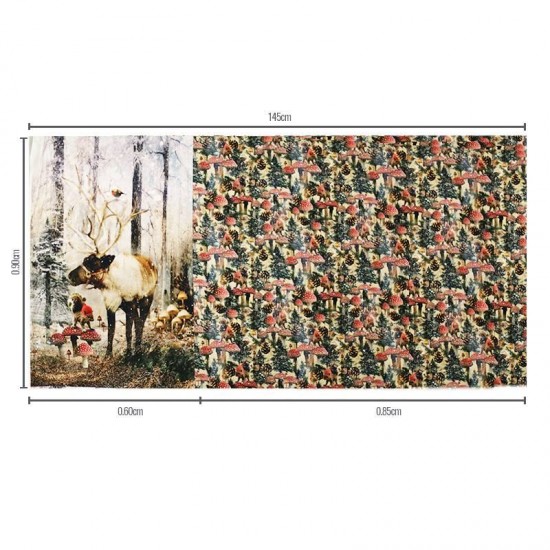 Jersey Cotton Fabric Digital Print - Reindeer Panel Jersey Cotton Fabric Digital Print - Reindeer Panel