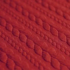 Cable Knit Jacquard Fabric Dark Red