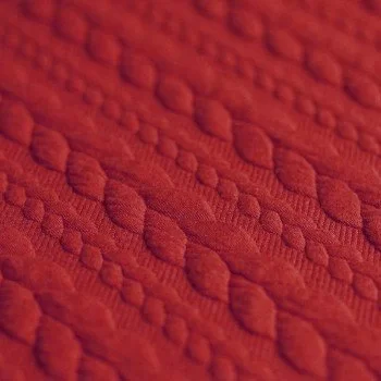 Gebreide Kabel Jacquard Stof Donker Rood