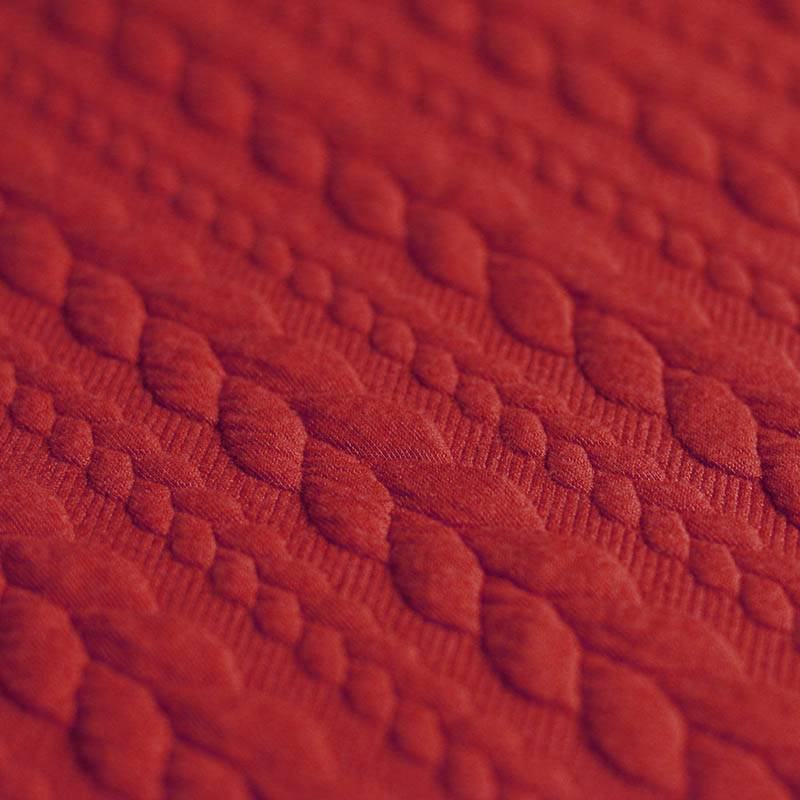 Gebreide Kabel Jacquard Stof Donker Rood