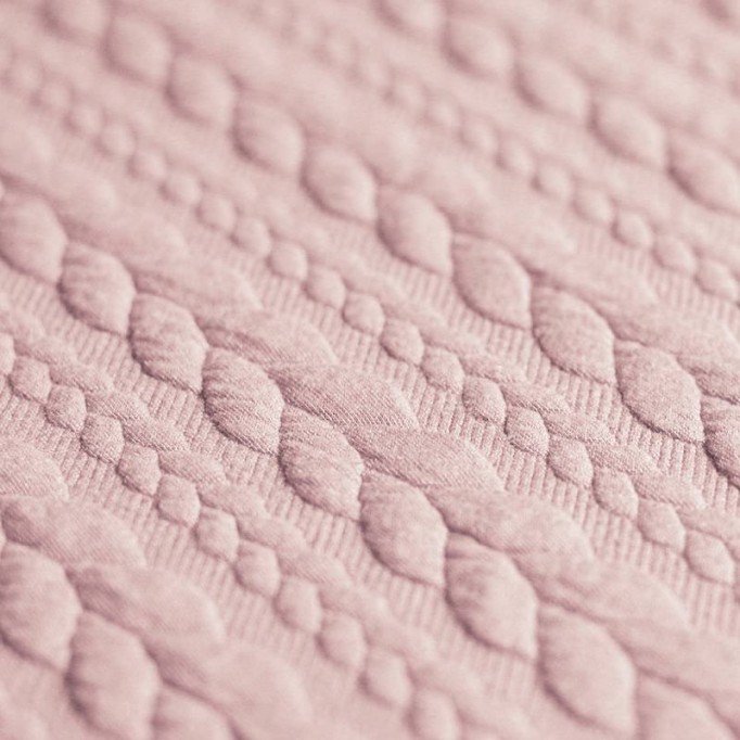 Jacquard Strickstoff Zopfmuster Nude Rosa - (Modestoffe)