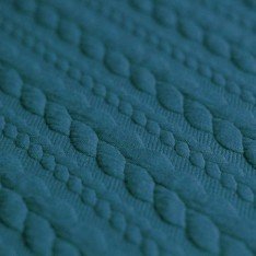 Jacquard Strickstoff Zopfmuster Petrol