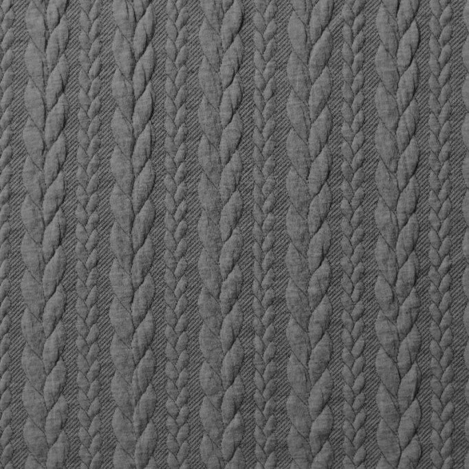 Tissu Jersey Matelassé à Motif Torsade Gris - (Tissu Jersey Matelassé à Motif Torsade)