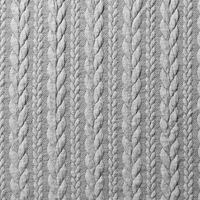 Tessuto In Maglia Motivo a Treccia Grigio Chiaro - (Tessuto In Maglia Motivo a Treccia)