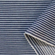 Jeans Stof 2mm Strepen Stretch 10-OZ Donker Blauw