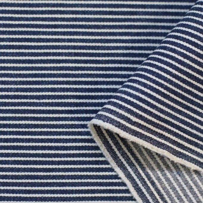 Jeansstoff 2mm Streifen Stretch 10-OZ Dunkelblau - (Jeans Stoff Baumwolle )