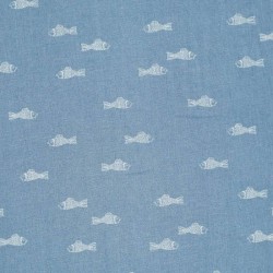 Jeansstoff Stretch - Fisch Hellblau