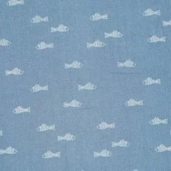 Tessuto Jeans Stretch - Pesce Blu Chiaro Tessuto Jeans Stretch - Pesce Blu Chiaro