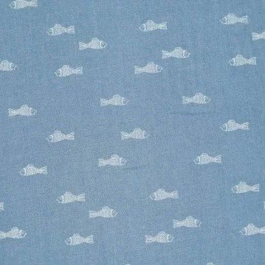 Jeansstoff Stretch - Fisch Hellblau - (Jeans Stoff Baumwolle )