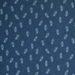 Jeans Fabric Stretch - Sea Horse Dark Blue