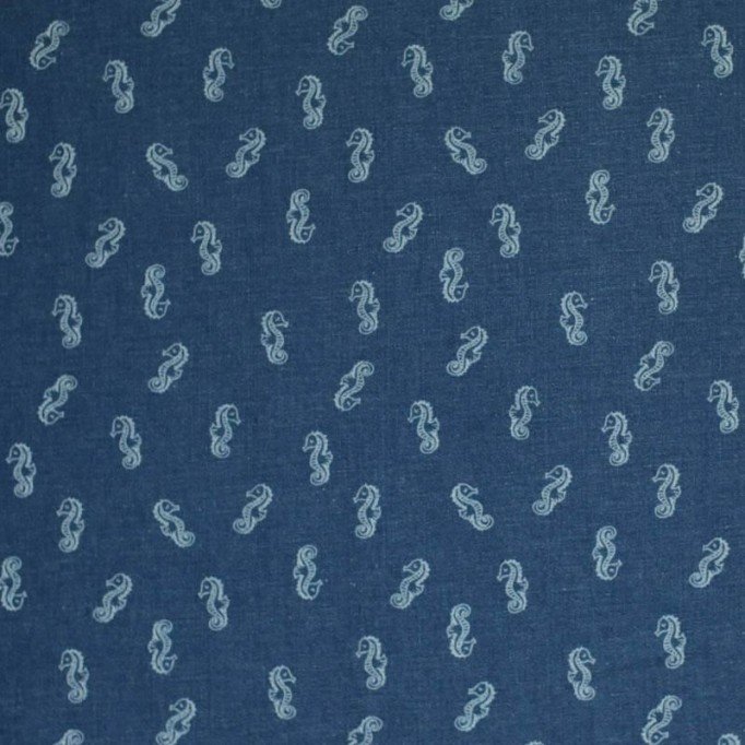Jeans Stof Stretch - Havhest Mørk Blå - (Jeans Stof Bomuld )