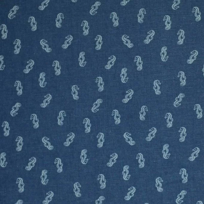 Jeans Stof Stretch - Havhest Mørk Blå - (Jeans Stof Bomuld )