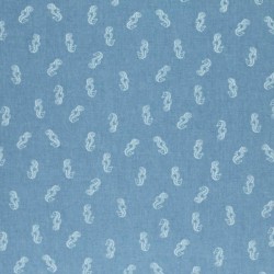 Jeansstoff Stretch - Seepferd Hellblau
