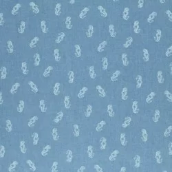 Tessuto Jeans Stretch - Cavallo Di Mare Blu Chiaro Tessuto Jeans Stretch - Cavallo Di Mare Blu Chiaro
