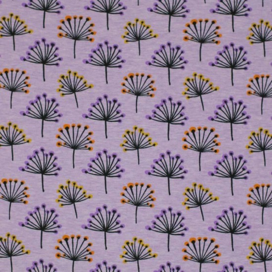 Jersey Fabric - Colored Blowball Lilac Melange Jersey Fabric - Colored Blowball Lilac Melange