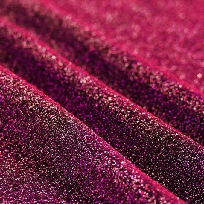 Glitter Jersey Stof Donker Fuchsia - (Jersey Glitter Stoffen )