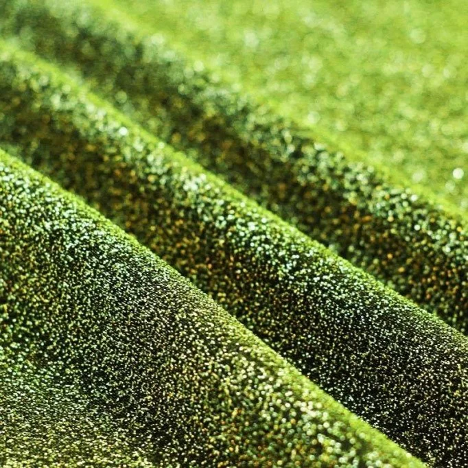 Lightweight Lurex Glitter Jersey Fabric Dark Lime - (Jersey Glitter Fabric)