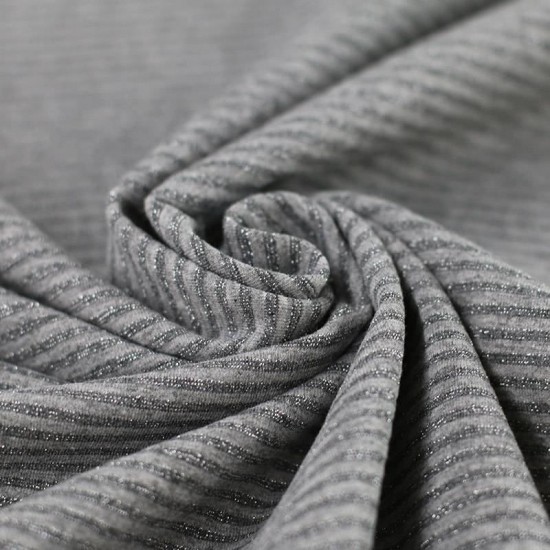 Jersey Lurex Stripes 3mm Grey Jersey Lurex Stripes 3mm Grey