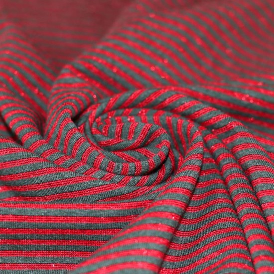 Jersey Lurex Stripes 3mm Green Red Jersey Lurex Stripes 3mm Green Red