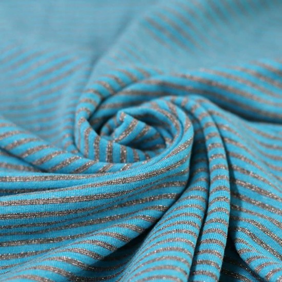 Jersey Lurex Stripes 3mm Aqua Grey Jersey Lurex Stripes 3mm Aqua Grey