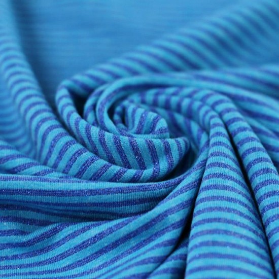 Jersey Lurex Stripes 3mm Aqua Cobalt Jersey Lurex Stripes 3mm Aqua Cobalt