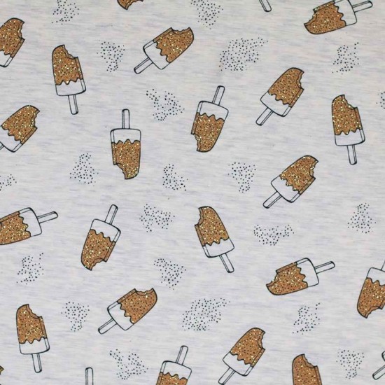 Jersey Fabric Cotton - Glitter Icecream Ecru Beige Melee Jersey Fabric Cotton - Glitter Icecream Ecru Beige Melee