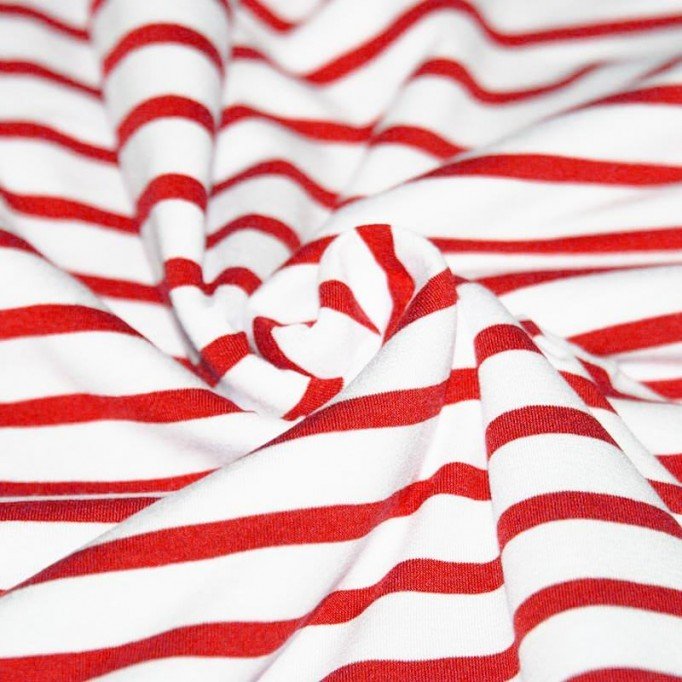 Jersey (Rayures) Blanc Rouge  - (Jersey à Rayures)