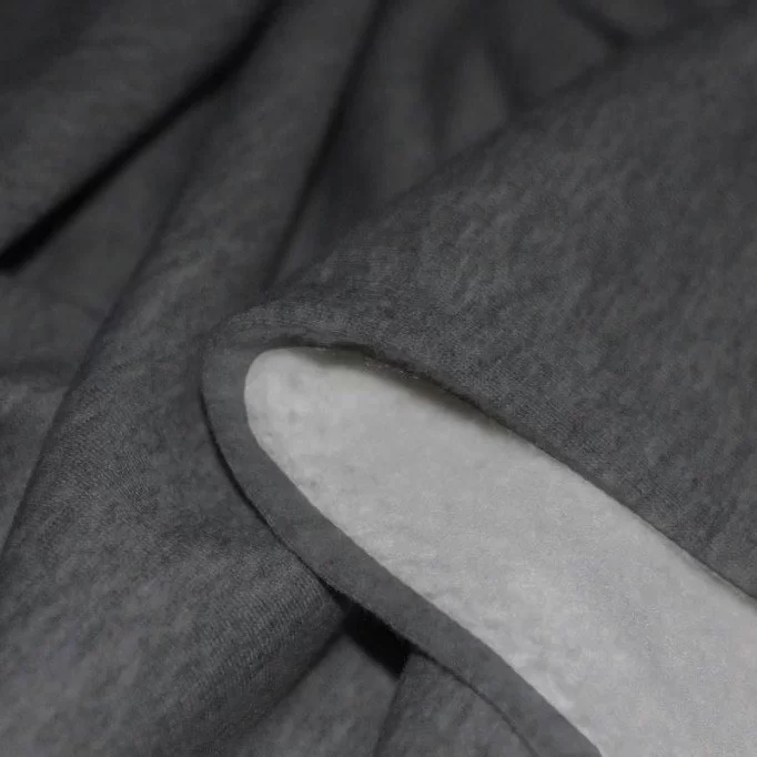 Tissu Sweat Molleton Gris Foncé Mêlée  - (Tissu Sweat Molleton)