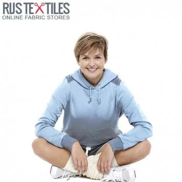Tessuto Felpa Cotone Blu Chiaro - (Tessuti Felpa Cotone (Rovescio Garzato) )