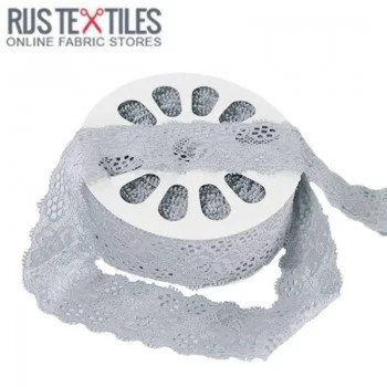Ruban Dentelle Élastique Gris Clair 35mm  Ruban Dentelle Élastique Gris Clair 35mm