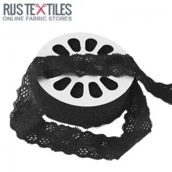 Ruban Dentelle Élastique Noir 35mm  Ruban Dentelle Élastique Noir 35mm