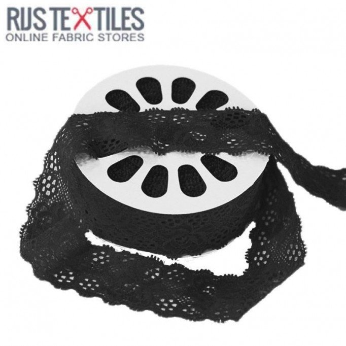 Ruban Dentelle Élastique Noir 35mm  - (Ruban Dentelle Élastique)